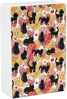 Black Cat Hearts Cigarette Case Portable Cigarette Box Holder Flip Open Storage Case for Men Women