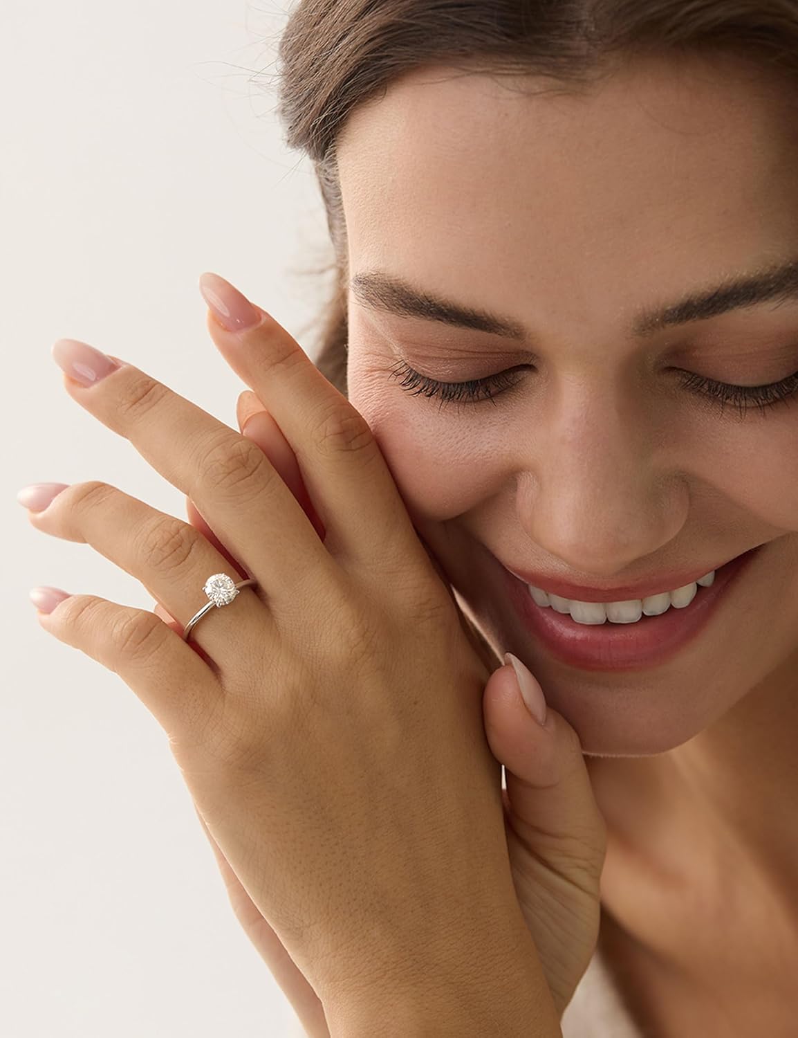 ASHINE 1CT Round Cut Moissanite Engagement Ring, 925 Sterling Silver Gold Plated Solitaire, VVS1 Clarity Promise Ring for Women - Image 3