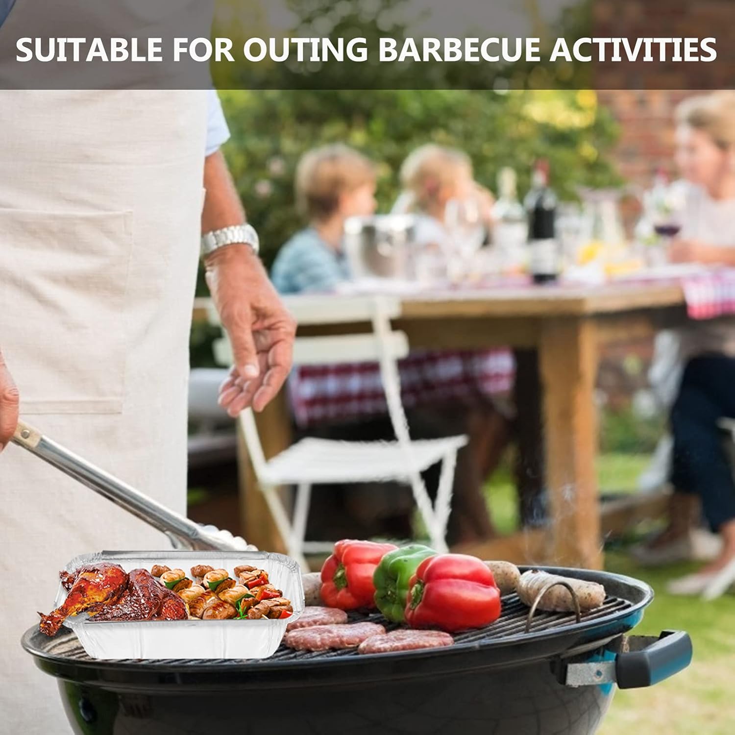 generic 125pcs Grill Foil Drip Pan Grill Drip Pans BBQ Takeaway Boxes Food Container Insulated Aluminum Pans Smoker Accessories for Outdoor : Patio, Lawn & Garden