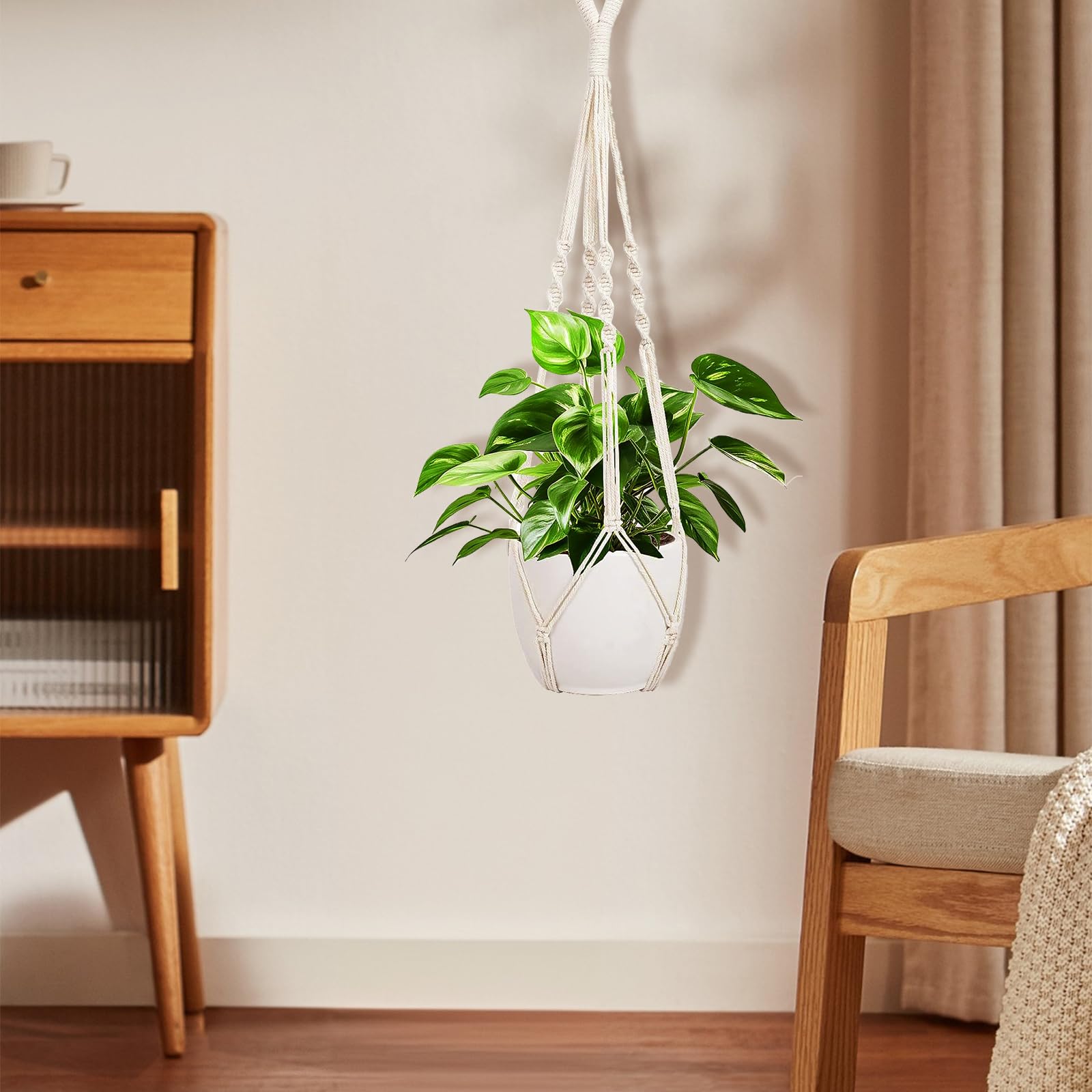 BELLE VOUS Fioriera da Appendere per Interni/Esterni con Vaso Ceramica