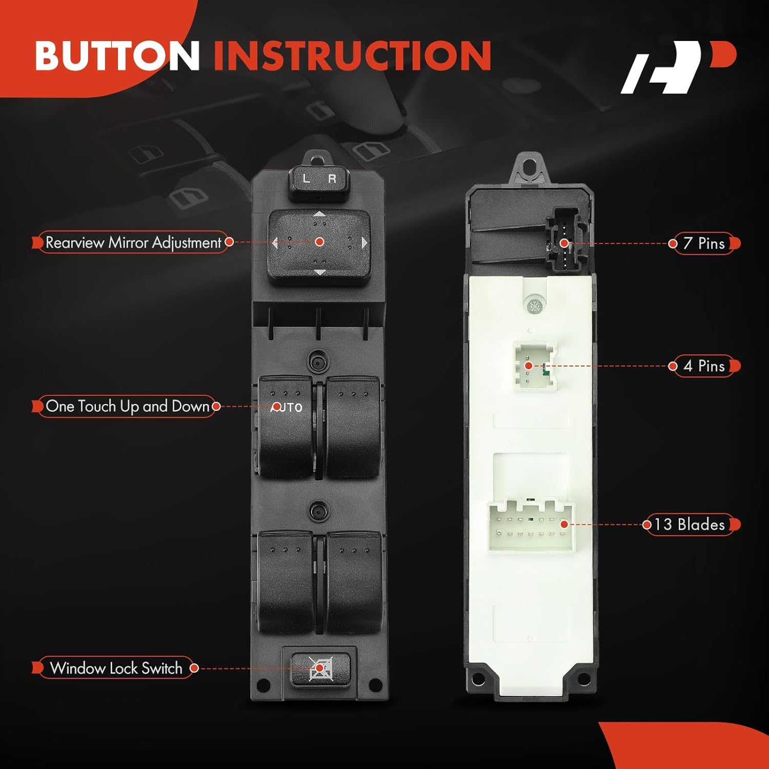 A-Premium Front Left Driver Side Master Power Window Switch Compatible with Mazda - 2009 2010 2011 2012 2013-6