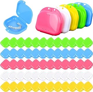 60 Pcs Retainer Case with Vent Holes, Dental Storage Container, Cute Dental Retainer Container Box Case Multicolored Dental Retainer Box for Office Travel Household, 5 Color