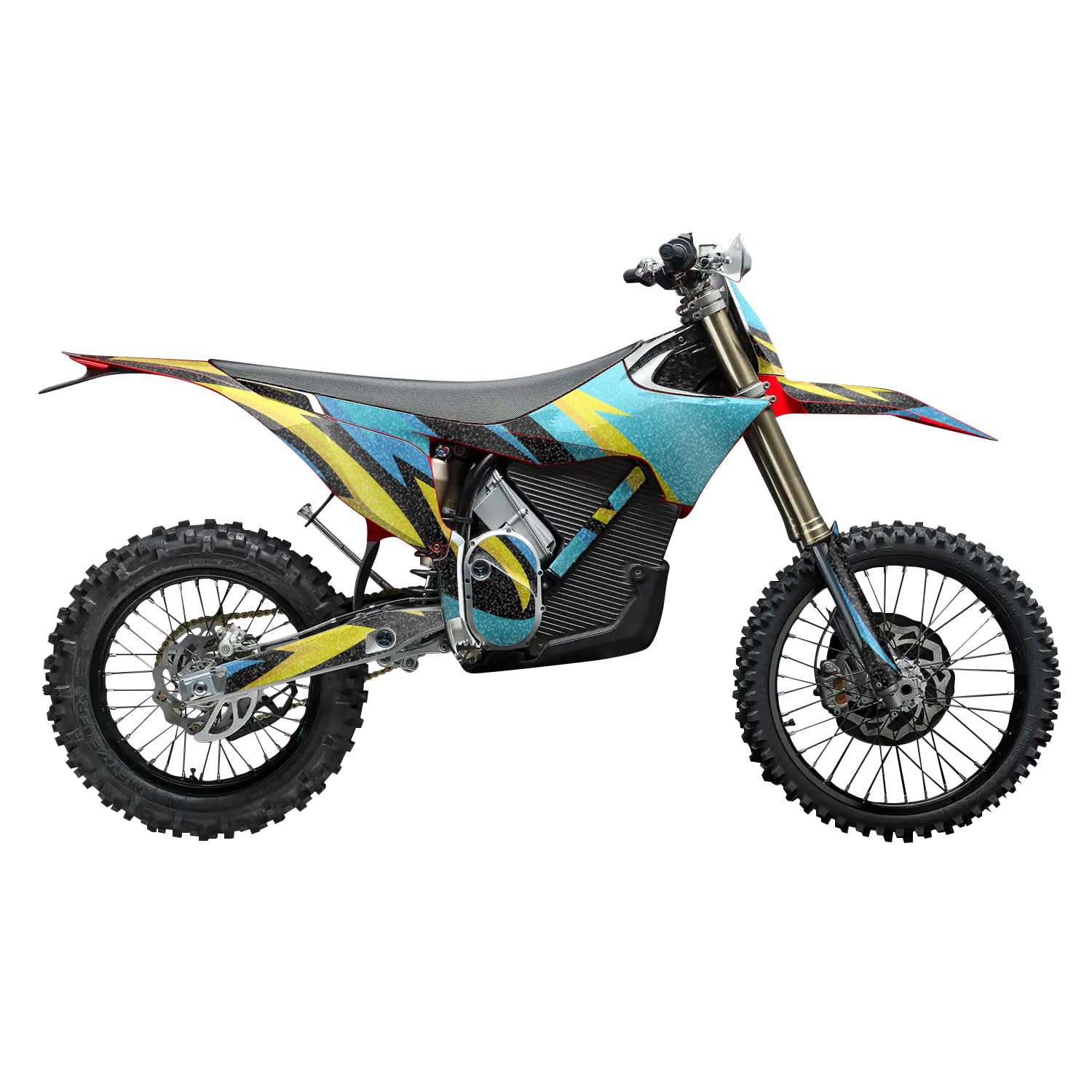 Glossy Glitter Stark Varg MX 2023-2025 Graphics Kit Wrap - Tribal Cyan - Varg MX Skin - Premium 3M Vinyl Protective Wrap Decal Cover - Easy to Apply | Crafted in The USA by MightySkins