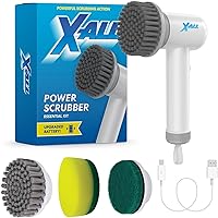 Vista 1 de Limpiador eléctrico giratorio – Herramienta de limpieza recargable ligera e impermeable con control de 2 velocidades con 2 cabezales de cepillo