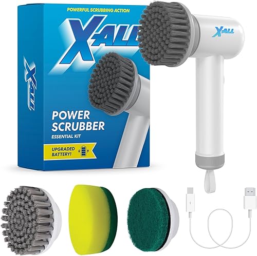 Limpiador eléctrico giratorio Herramienta de limpieza recargable ligera e impermeable con control de 2 velocidades con 2 cabezales de cepillo