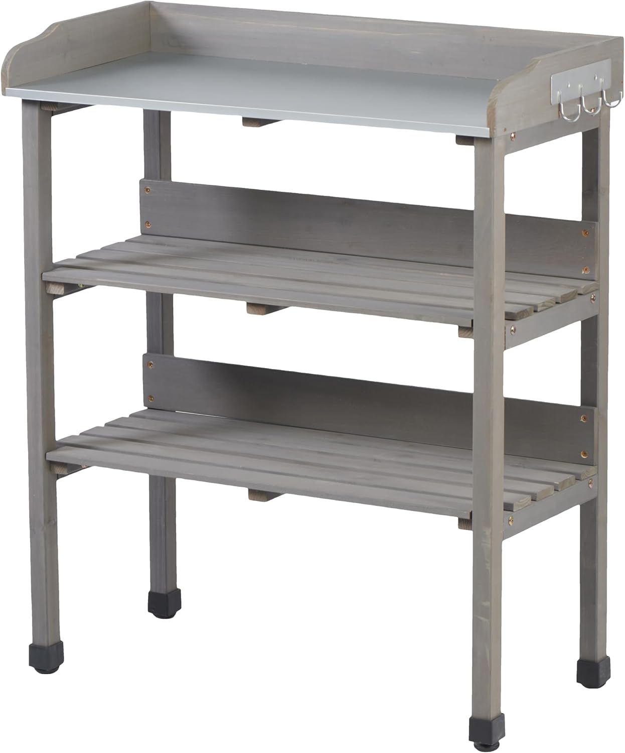 Outdoor Garden Potting Bench Table Work Bench Metal Tabletop, Outdoor Potting Bench with Metal Tabletop, Potting Work Bench Station for Garden, Patio, Backyard