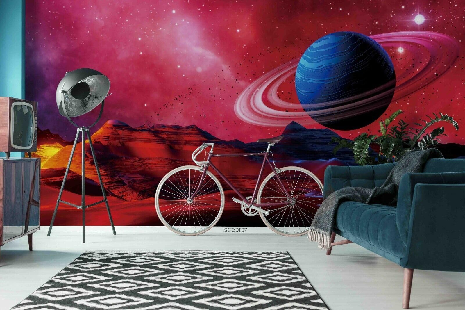 Poster géant mural 3D planète rouge et papier peint spatial 308x220