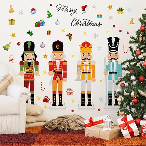 Miniatura 32 de Calcomanías de pared para árbol de Navidad de 38.58 x 37 pulgadas, calcomanías de pared extraíbles para ventana de Navidad, decoración para Navidad