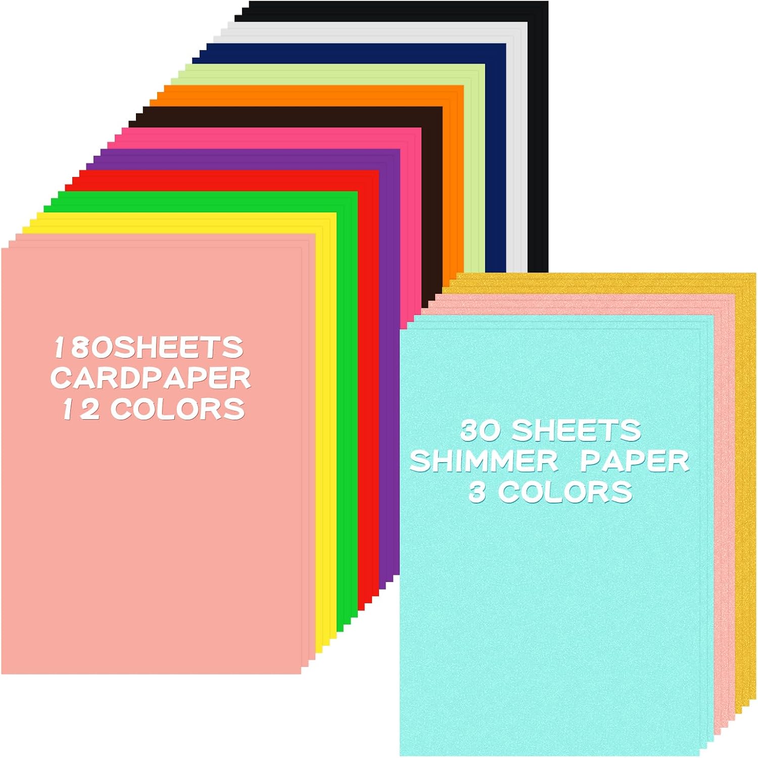 VinTS 210 Sheets 15 Assorted Colors Construction Paper,8.5×11.7 Bulk Cardstock Paper&Shimmer Paper for Back to School Supplies,DIY Art,Painting,Paper Crafting,Scrapbook,Classroom VinTS 210 Sheets 15 Assorted Colors Construction Paper,8.5×11.7 Bulk Cardstock Paper&Shimmer Paper for Back to School Supplies,DIY Art,Painting,Paper Crafting,Scrapbook,Classroom