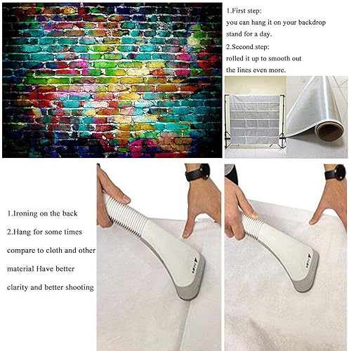 Miniatura 6 de Fondo de fotografía de pared de ladrillo colorido de 9 x 6 pies, fondos de graffiti de vinilo para adultos y niños, retrato de fondo, accesorios de