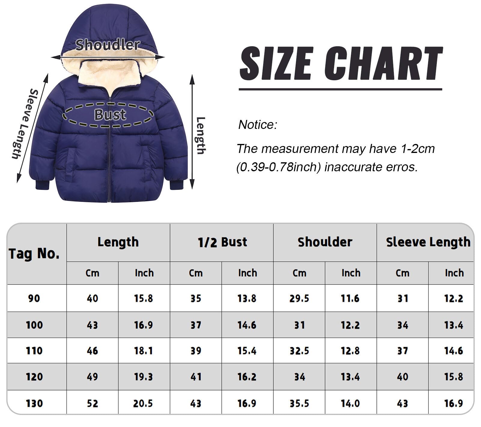 SEAUR Cappotto Spesso con Cappuccio Rimovibile Bambini Ragazzo Ragazza Inverno Cappotto Trapuntato Corto Giacca in Cotone Foderata in Pile 1-8 Anni