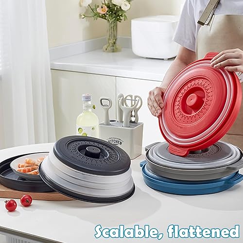 Miniatura 6 de Cubierta plegable para salpicaduras de microondas para alimentos con alfombrillas de silicona, 10.2 pulgadas, apta para lavavajillas, cubierta de