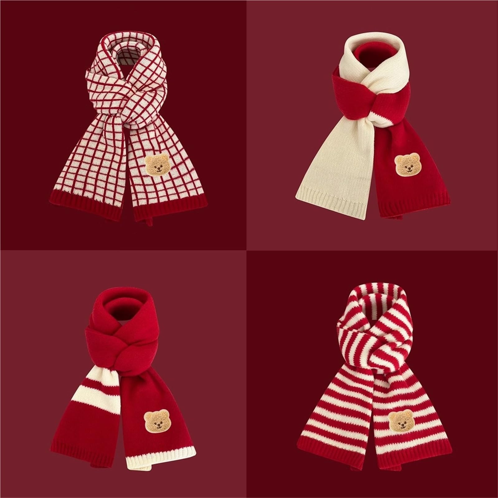 écharpe d'hiver Écharpe tricotée tendance d'hiver, couleur unie, chaude, cache-cou for femmes, hommes et enfants, for Noël echarpe