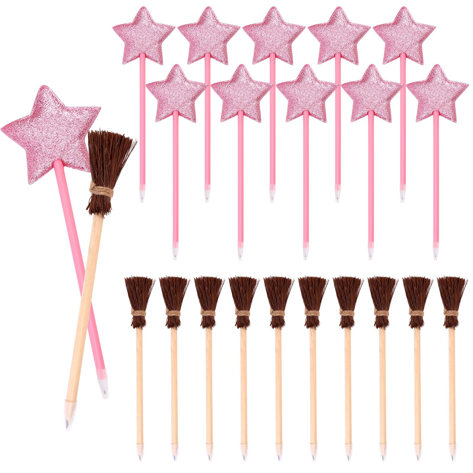 SAVITA Coffret de Cadeaux de Fête Princesse, Comprenant 10 Crayons à Papier Marron et 10 Stylo à Bille Rose pour Halloween Anniversaire et Récompenses en Classe