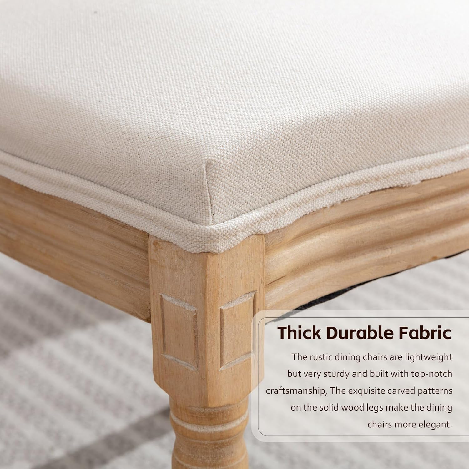 Lot de 2 chaises de Salle à Manger rembourrées ovales en Tissu avec Pieds en Bois pour Salle à Manger, Cuisine, Restaurant (Tissu Beige)