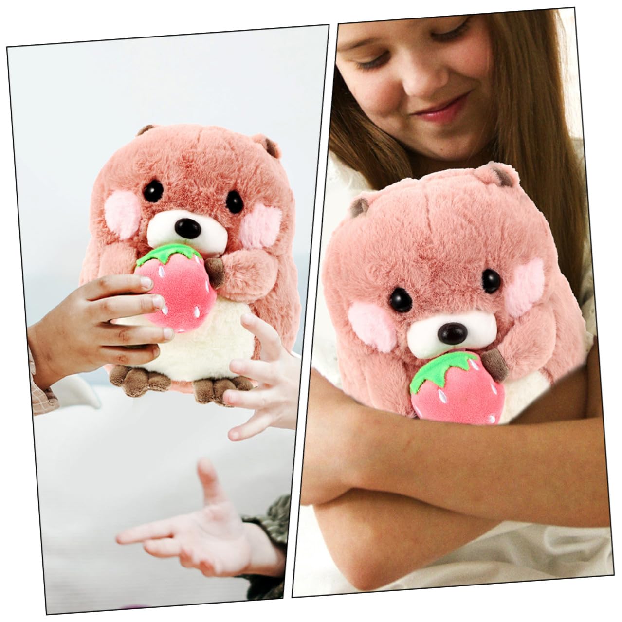 Muñeco de Peluche de Marmota Rosa, 1 Pieza, Felpa PP Cotton | Seguro y Resistente Decoloración, para Recién Nacida y Niña, Adecuado como Adorno de Cama o Coche