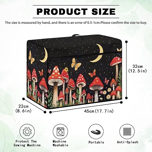 Miniatura 146 de Mumeson Cubierta antipolvo para máquina de coser de gatos negros con flores, para la mayoría de máquinas de coser estándar, plegable, duradera