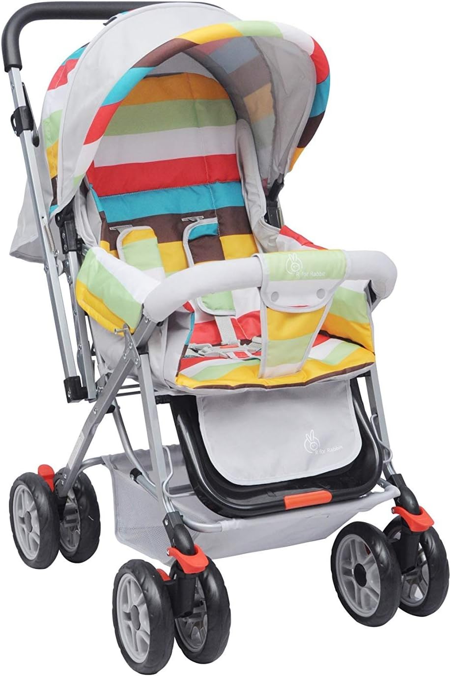 R for Rabbit Lollipop Lite Baby Stroller for 0 to 3 Years Pram with 5 Point Safety Harness, Reversible Handlebar & Cushioned Seat with 3 Level Seats Recline/Lightweight Stroller for Kids (Rainbow)