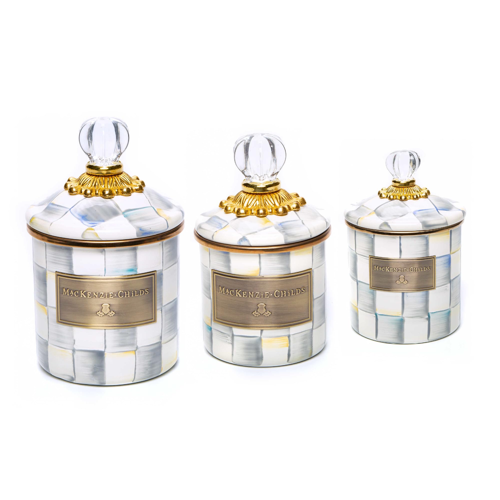 MACKENZIE-CHILDS キッチン保存容器 蓋付き Amazon.com: MACKENZIE-CHILDS Enamel Canister Set, Small (38