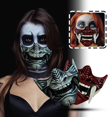 Miniatura 2 de Máscara de disfraz de Halloween, máscara japonesa de Hannya, máscara de demonio, Oni Samurái, NOH, Kabuki, Prajna, diablo, máscara de media cara,