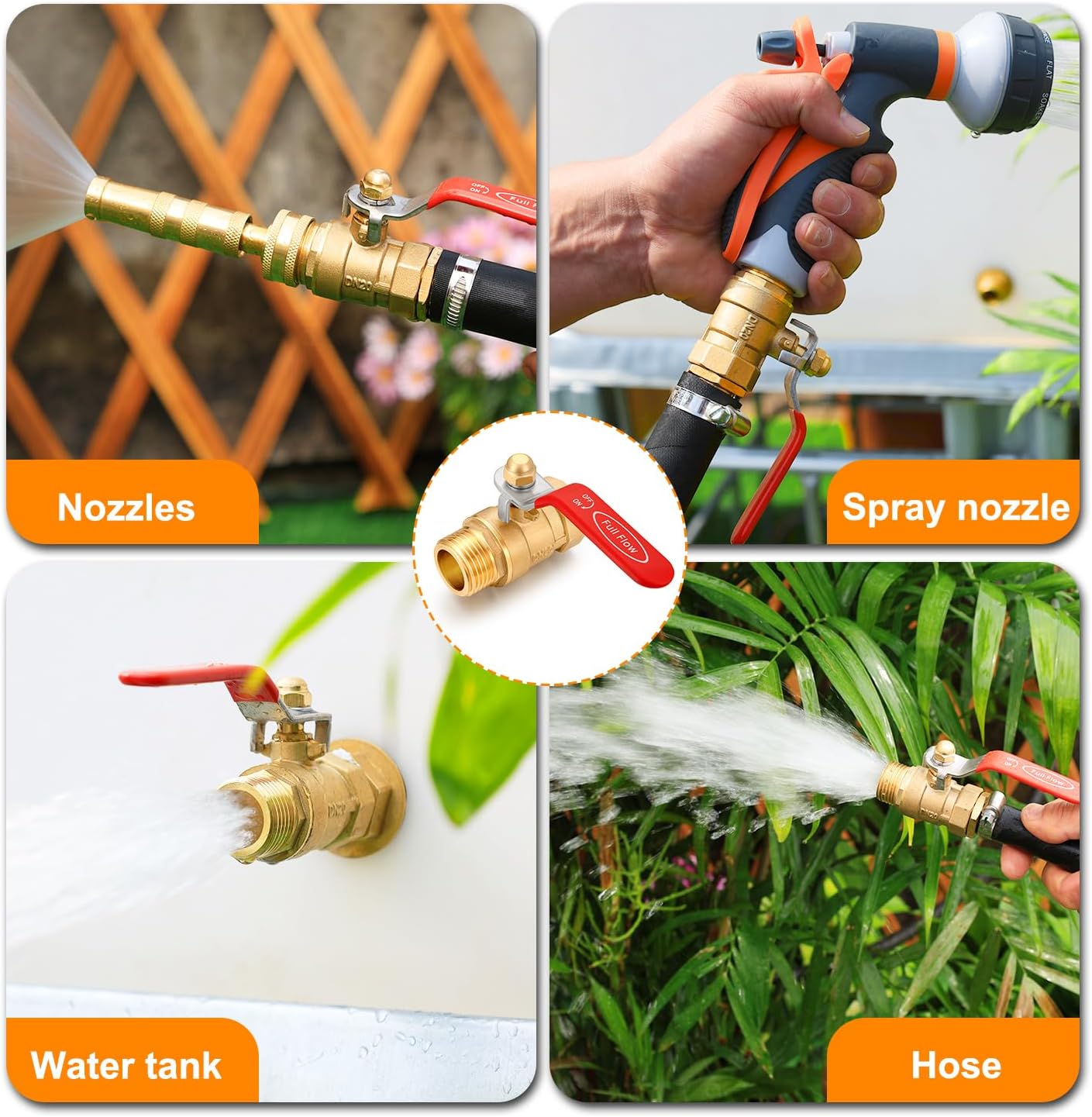 SIGURANTA Garden Hose Shutoff Valve, 3/4'' GHT High Flow, Heavy Duty Brass Shutoff Valve (3/4"GHT valve (Long Handle)2PCS)