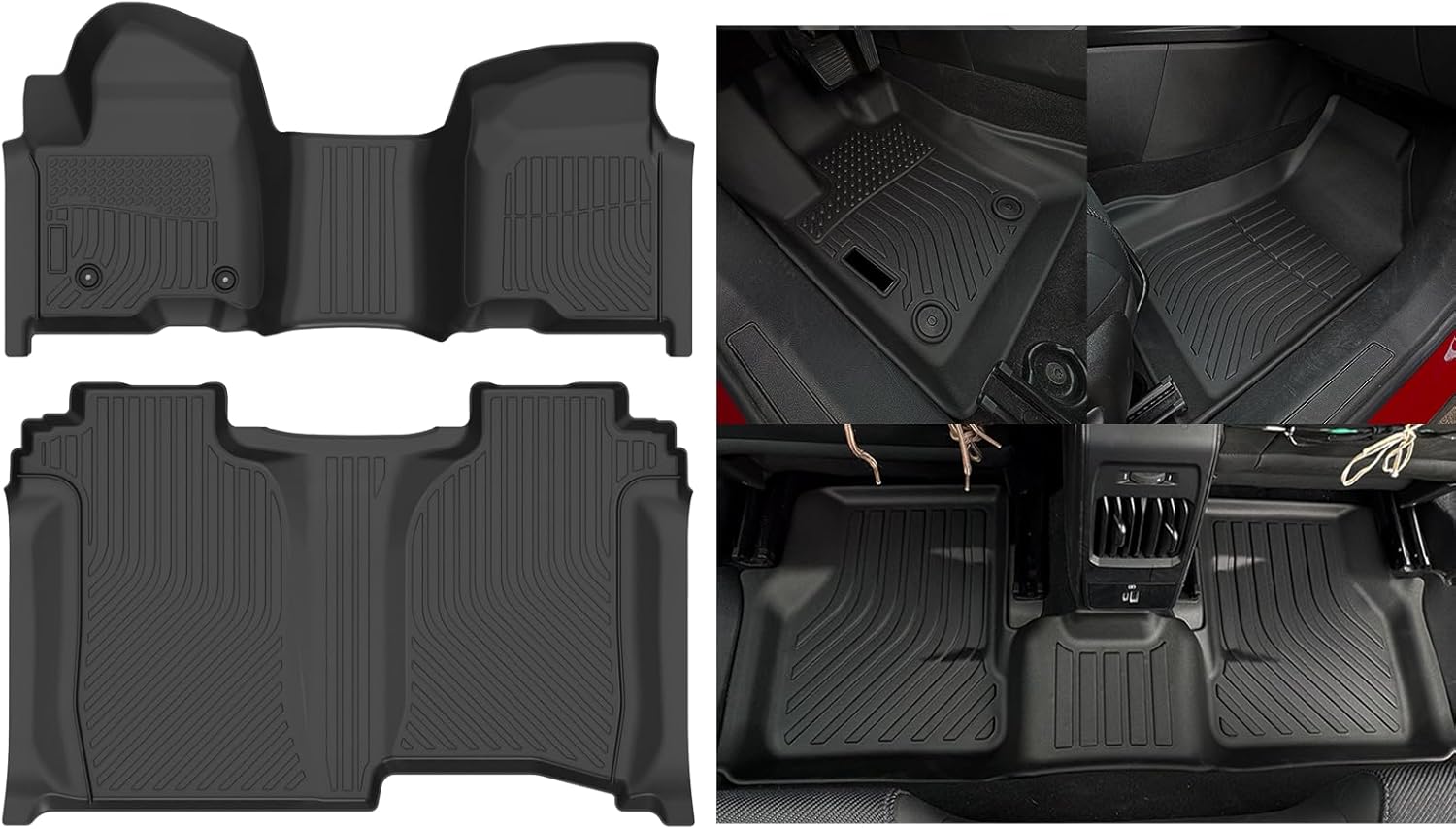 Naibeve Floor Mats for 2019-2025 Chevy Silverado 1500 / GMC Sierra 1500, 2020-2025 Silverado/Sierra 2500HD / 3500HD Crew Cab with 1st Bench Seat Without Rear Underseat Storage Box, Front Bench Seat