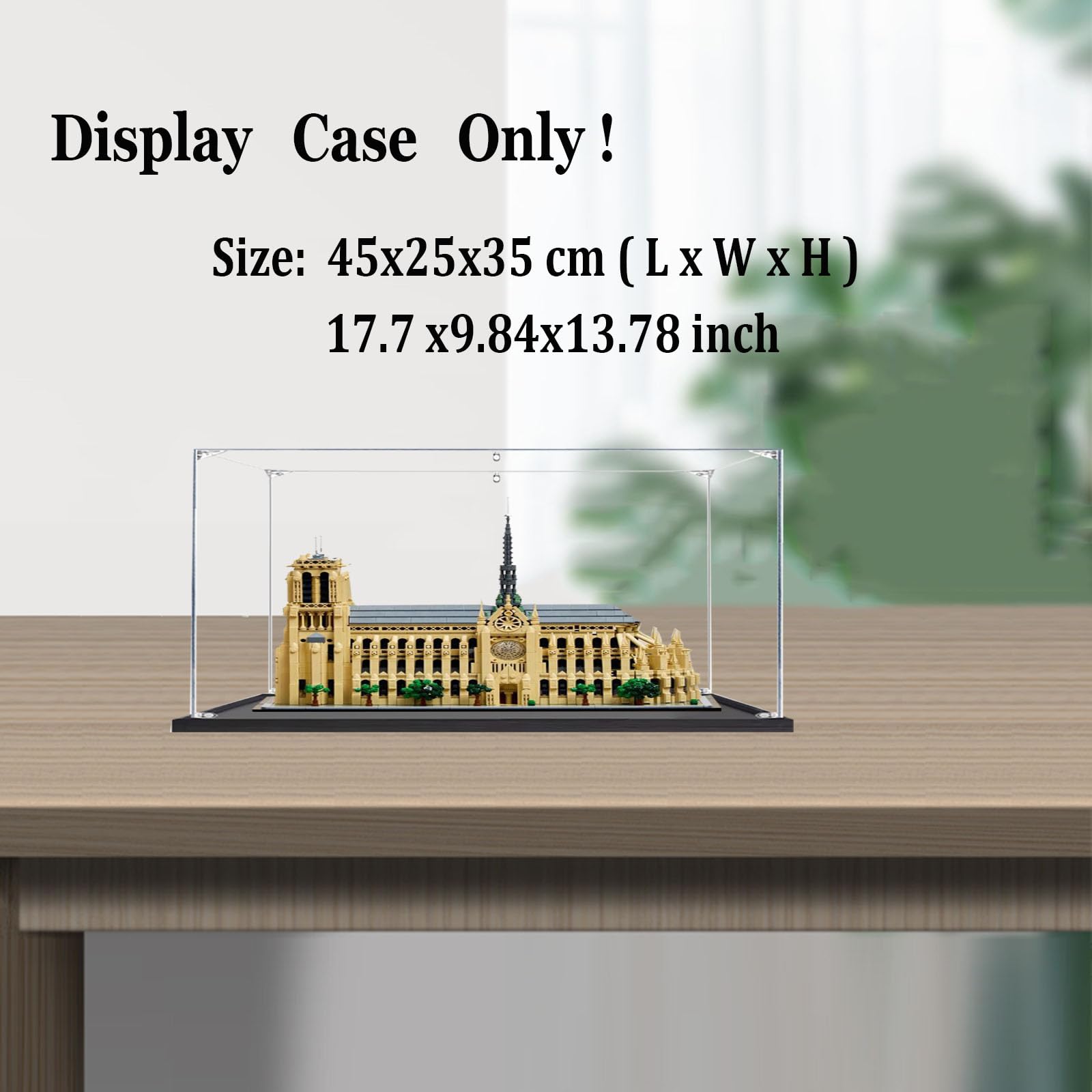 Teca Vetrina per Lego 21061, Acrilico Trasparente Vetrina Collezione Espositiva per Notre-Dame de Paris - 45x25x35cm