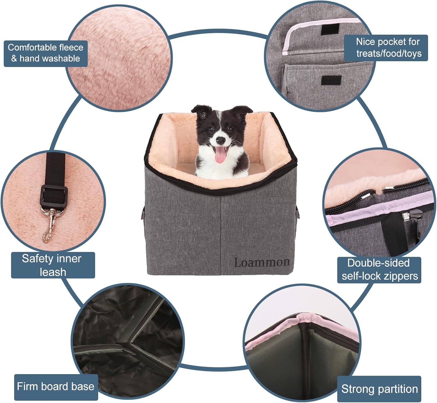 Dog Booster Car Seat,Dog Car Seat for Small and Medium Dogs,Fully Detachable and Machine Washable Dogs and Cats Car Seat,Fits car, Out/Indoor, Travel(Grey)