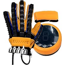 GOURIXIN Rehabilitation Robotic Gloves, Portable Pneumatic Finger Training Equipment, Passive/Confliction/Mirror Image/Hot/Pulse Massage Mode, with Mirror Bracelet Left L