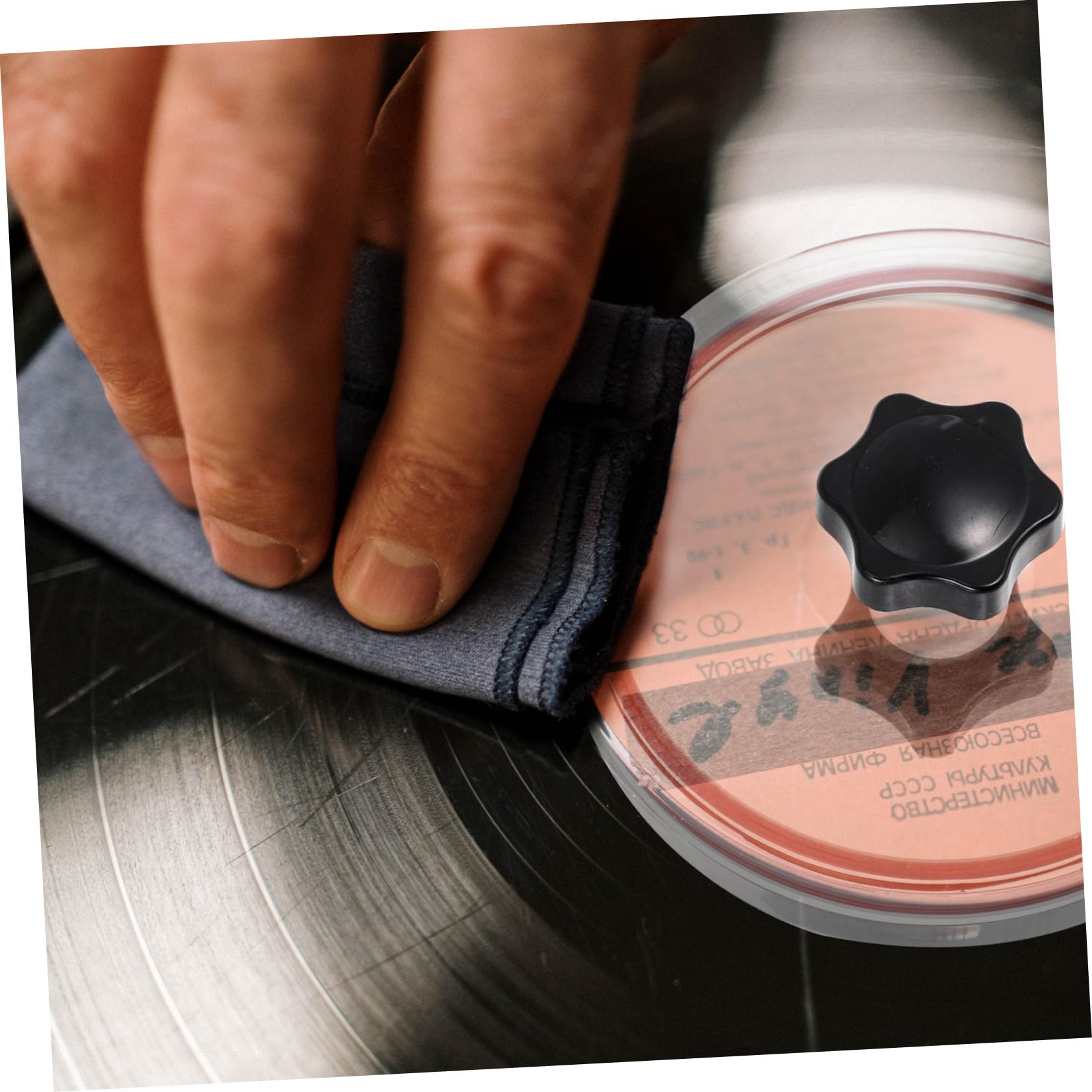 EXCEART Custodia Protettiva per Etichette Dischi in Vinile in Acrilico e Silicone, con Borsa e Panno, Design Arrotondato per Pulizia e Conservazione