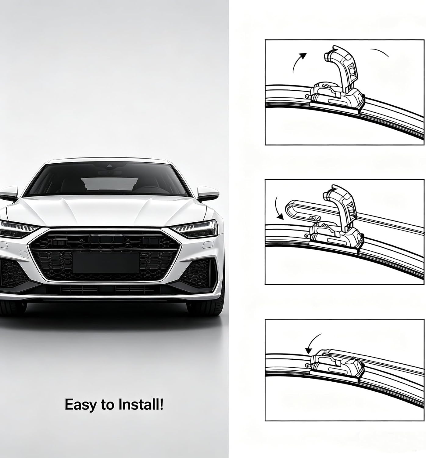 Camry Universal Windshield Rain Wiper Blades, 26'' and 18'' 2 Pcs Pack, Replacement Wiper Blades Applicable to Civic, Camry, XT6, CT200h, ES300H, ES200, GS300H, K5, Sonata,26 inch wiper blade