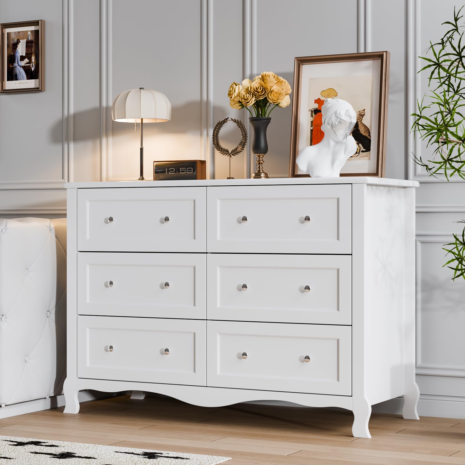VINGLI 6-Drawer Dresser in White