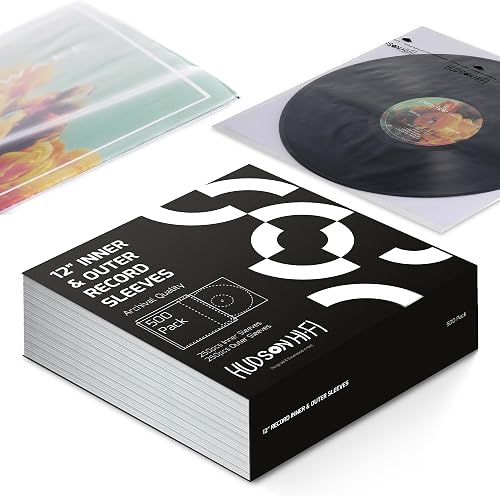 Hudson Hi-Fi Anti-Static Vinyl Record 250 Inner 250 Outer Sleeves - Ultimate LP Protection from Scratches, Dust & Dirt- Acid Free Thick Rice Paper
