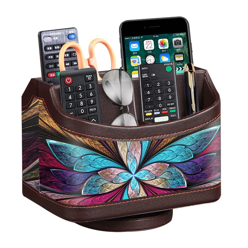 360° Rotatable Remote Control Holder,PU Leather TV Remote Caddy for Table — image 1