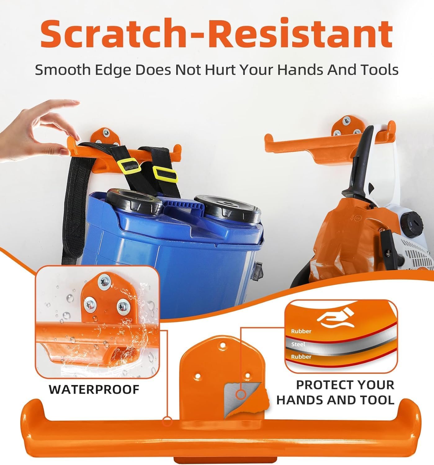 Backpack Leaf Blower Hanger with Tube Hook, 3 Pack Backpack Sprayer Wall Mount, Heavy Duty Chainsaw Wall Mount Stand Accessories Garage Organization Storage