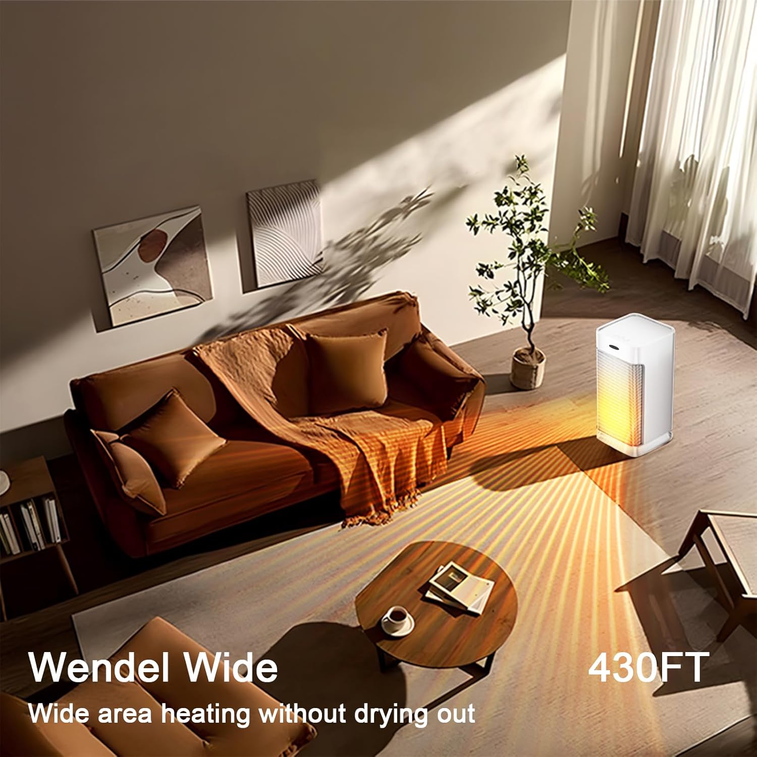 Space Heater Indoor - Energy Efficient Portable Heater with Adjustable Thermostat,1200W PTC Rapid Heating Ceramic Technology with Remote,Intelligent Timing (White, LW012)