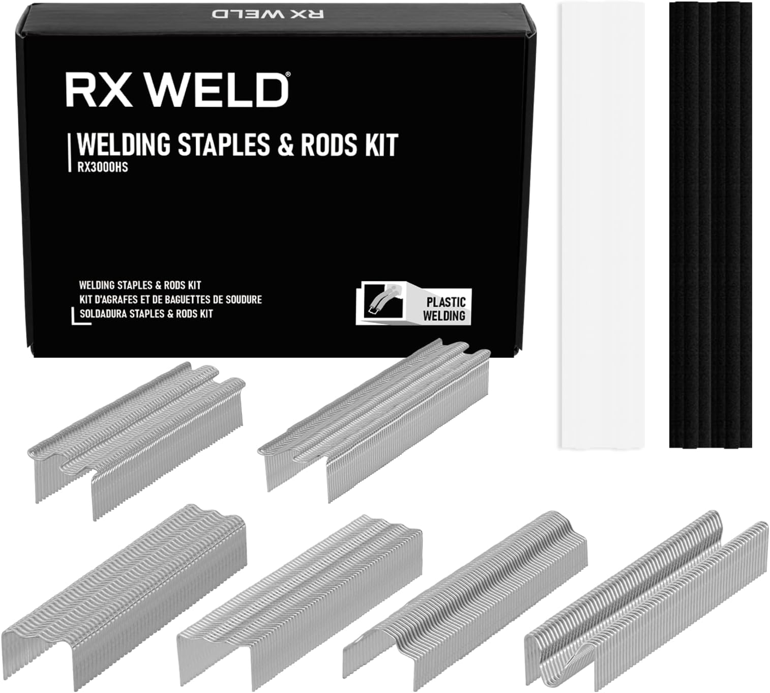 RX WELD3000pcs Plastic Welding Staples, 20pcs Plastic Welder Rods(TPO TEO PP)