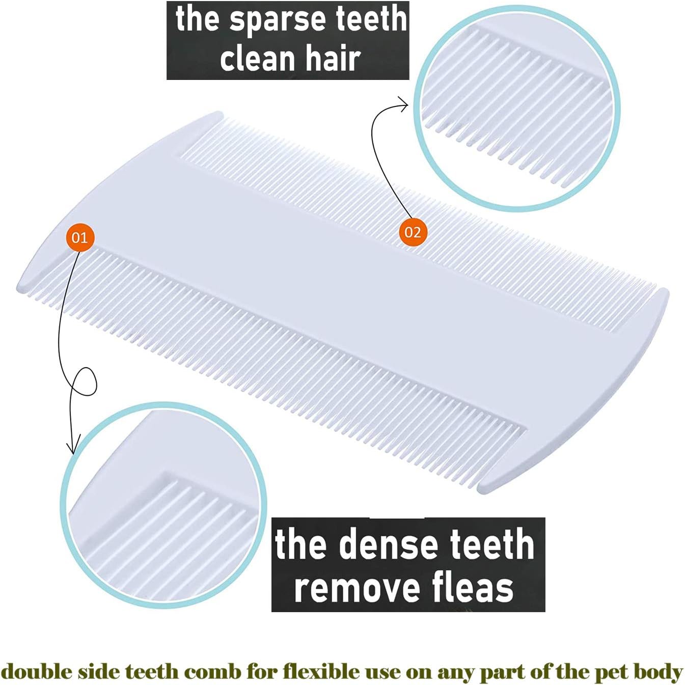 weback flea Comb for Dogs, cat flea Comb, Lice Combs,tick Comb, Pet Combs with Durable Teeth for Removing Tear Stains, Fleas, Dandruff,pet Grooming Comb Set