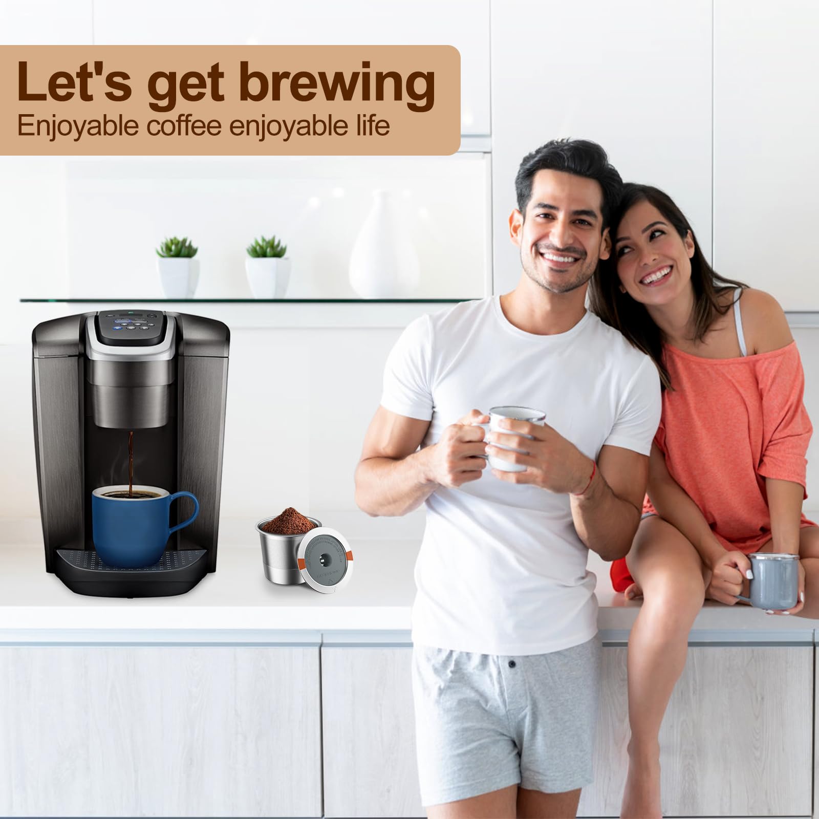 RETHONE K Cup - Cápsulas de café reutilizables, filtro de café reutilizables de acero inoxidable compatible con cafeteras Keurig 1.0 y 2.0, filtros de café recargables sin BPA (paquete de 4)