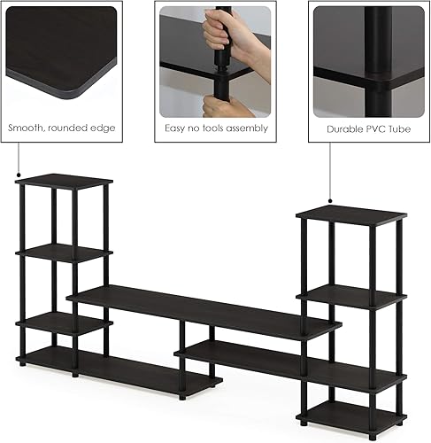 Miniatura 4 de FURINNO Gran centro de entretenimiento Turn-N-Tube, Espresso / Black Espresso,Roble francés,Negro,Columbia Nogal/Negro,Marrón oscuro,2-Marrón