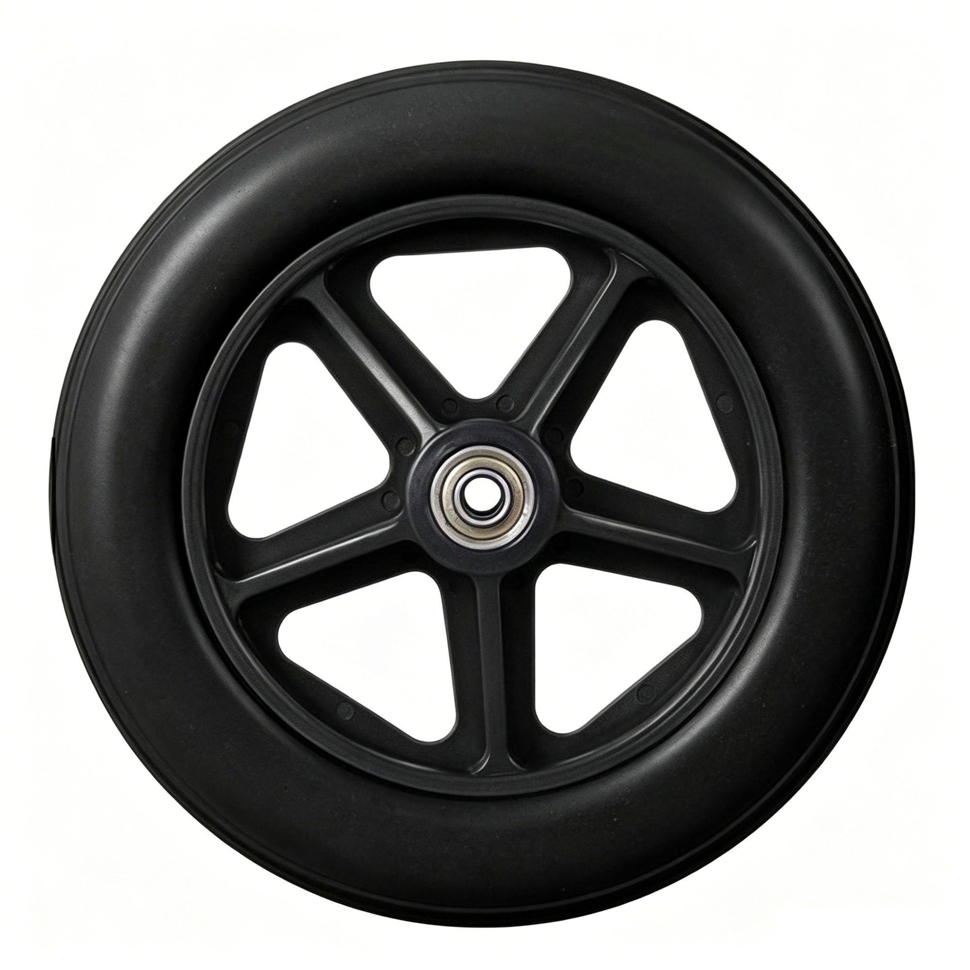 Genterun Black Wheelchair Front Wheel, Solid Tire, With Bearing(,Widening 8In)