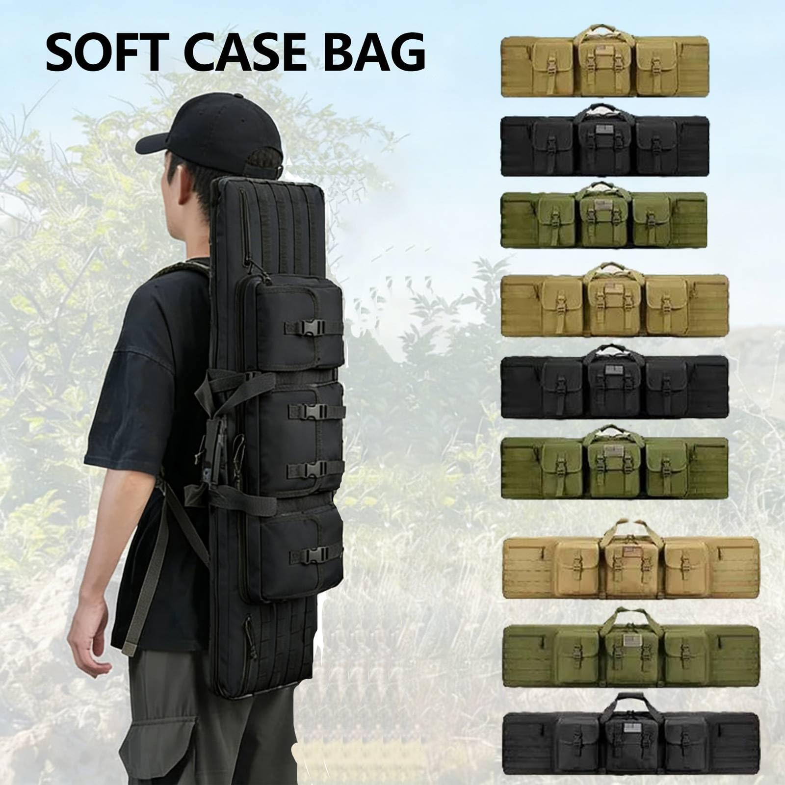 Bolsa De Armas, Funda de Fusil, Bolsa Doble para Rifles, Mochila para Carabina Airsoft Funda Escopeta Porta Caza, Almacenar O Transportar Rifles Black,118cm/46in