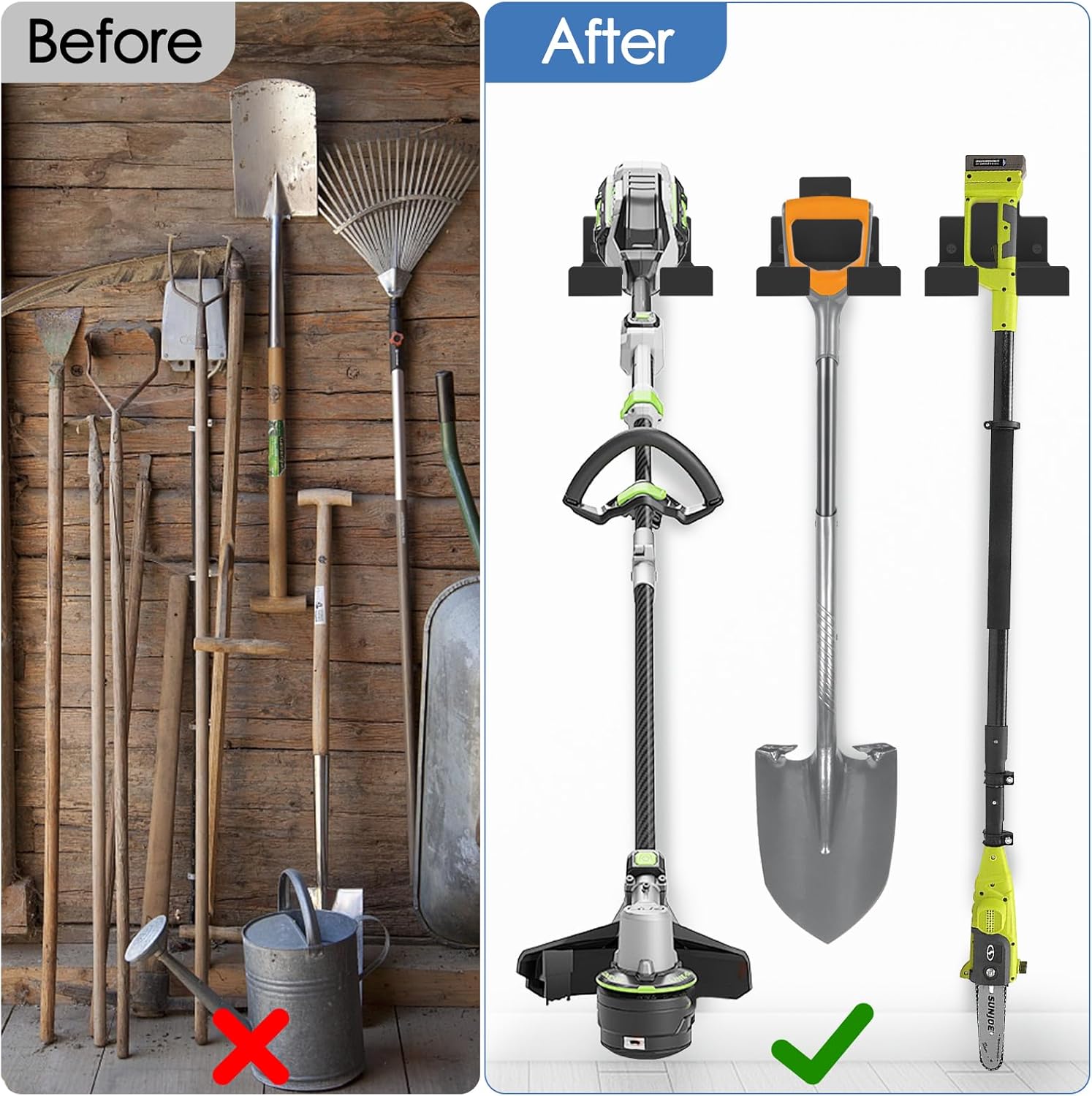 DOKU HOME Heavy Duty Garage Organizer Wall Hanger, Weed Whackers Holder Wall Mounted, Shed Organizer Trimmer Rack for Grass, Garage, Garden Tools Storage, 2 Packs