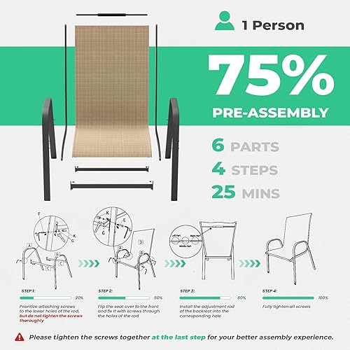 Miniatura 5 de JEAREY - Juego de 4 sillas de comedor de patio, juego de muebles de comedor apilables para exteriores, juego de comedor para todo clima para césped,