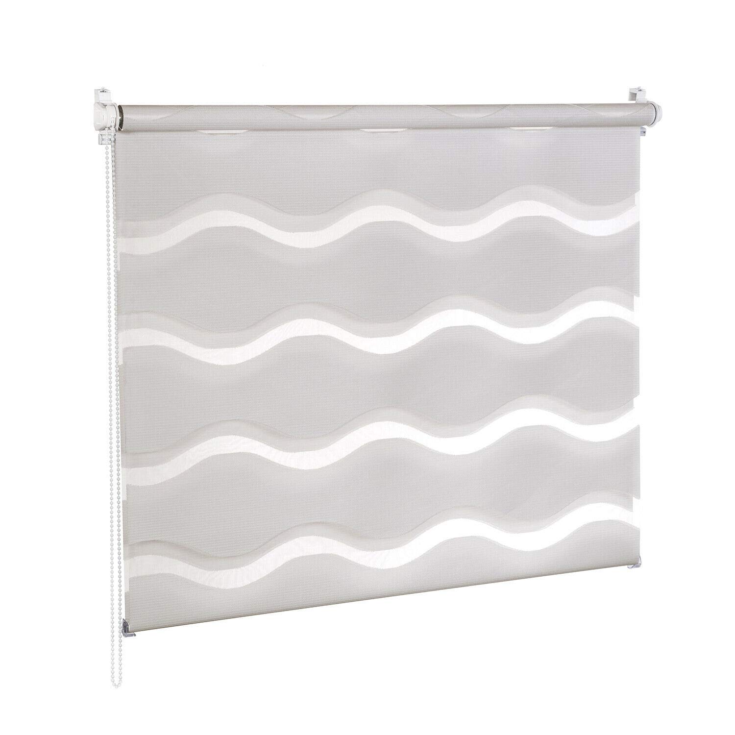 KSHANDEL24 DOPPELROLLO DUOROLLO Welle MIT 3D Effekt Weiss SCHWARZ GRAU Grafit FENSTERROLLO (Weiss, 95x150 cm)