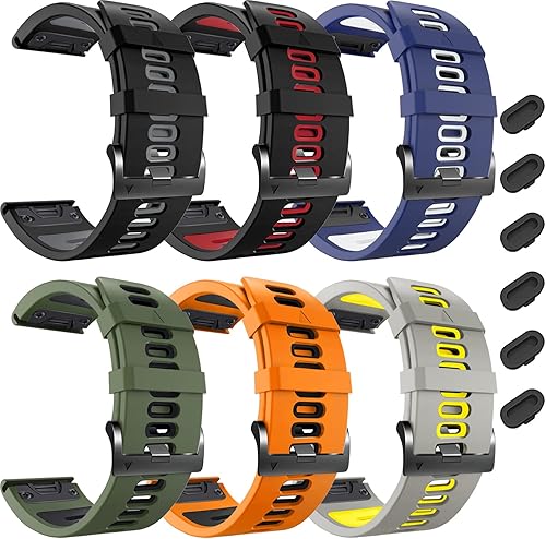 Miniatura 1 de ZPJPPLX Correas de reloj de 1.024 in de fácil ajuste para tactix 8, Fenix 8, 2.008 in, 7X Pro 6X 5X, correas deportivas de silicona suave