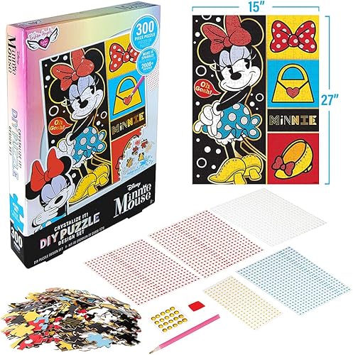 Fashion Angels Disney Minnie Mouse Crystalize It! Kit de rompecabezas de bricolaje codificado por colores con más de 2000 gemas de diamante de