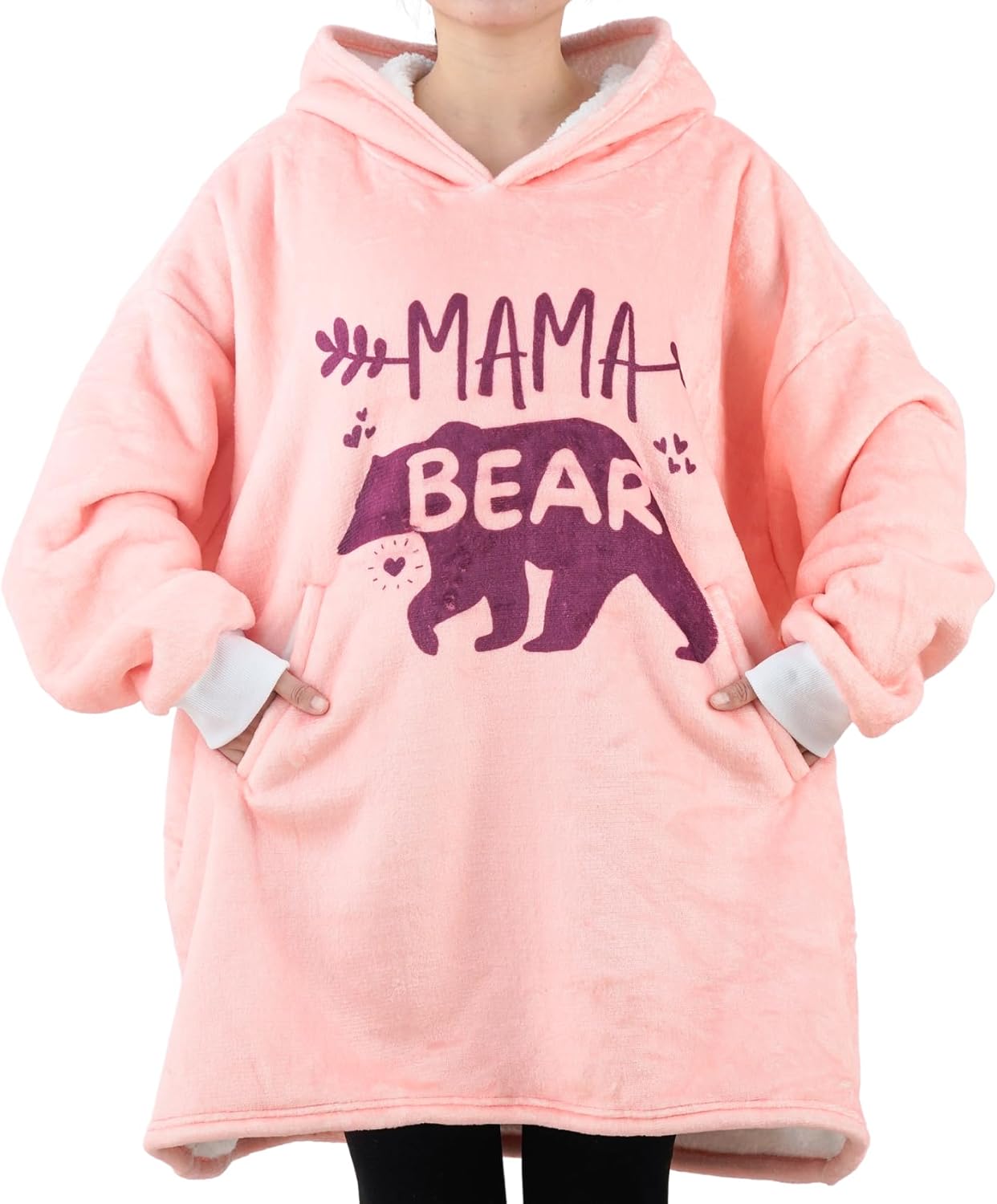 Mother Mom Gifts for Bear Mama, Wearable Blankets for Mom, Oversized Flannel Blanket Hoodie, Gifts for Mother's Day, Birthdays & Christmas, One Size Fits All