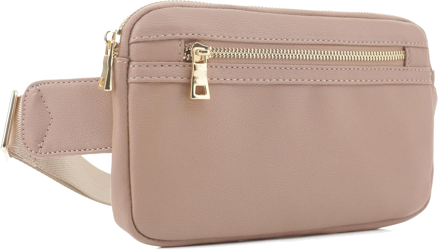 LOVESOME Vegan Leather Waist Bag Fanny Pack Crossbody Bag with Adjustable Strap for Women (Taupe)