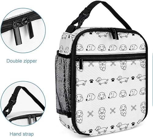 Miniatura 5 de DEVONWIDE Doodle Dog - Lonchera portátil con aislamiento de perro salchicha con aislamiento reutilizable, bolsa de almuerzo para mujeres y adultos,